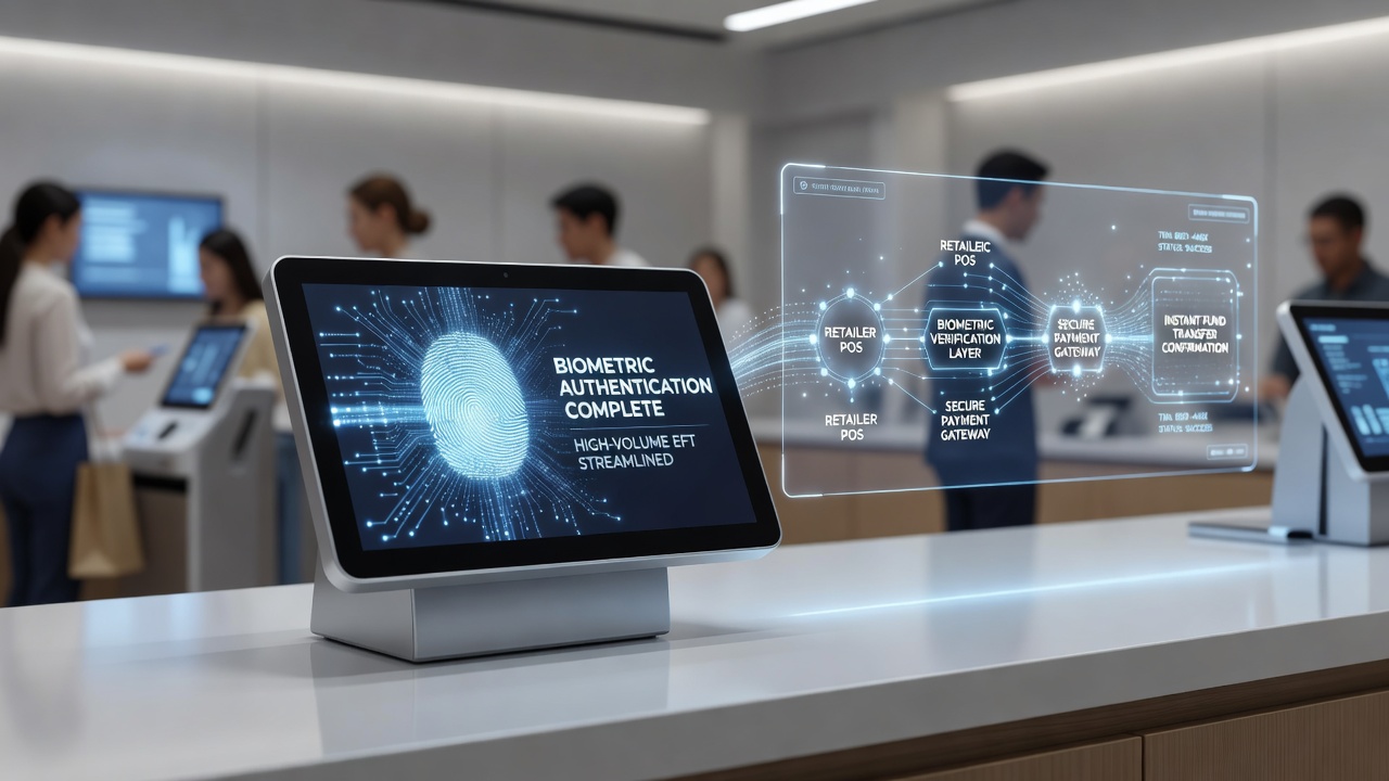 Retail point-of-sale terminal using biometric scanner for electronic fund transfer authentication