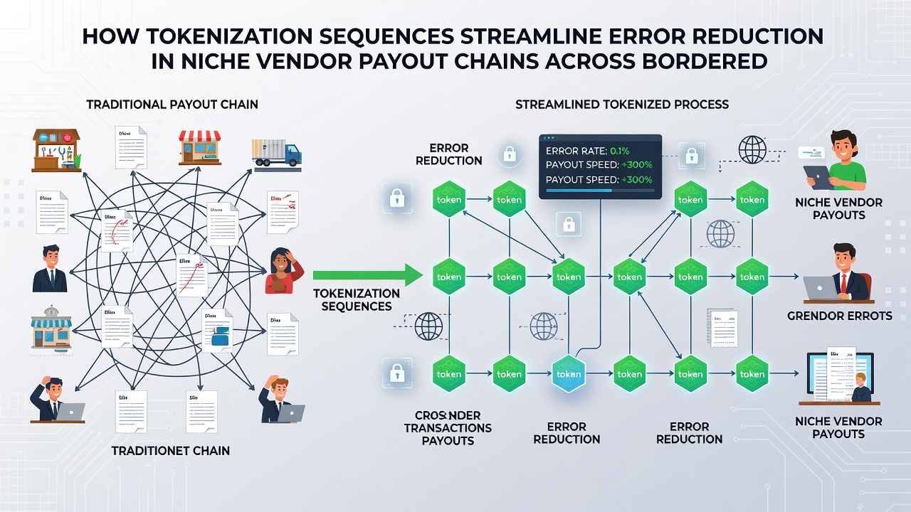 Detailed view of error reduction checkpoints within tokenized recurring payout flows for international vendors