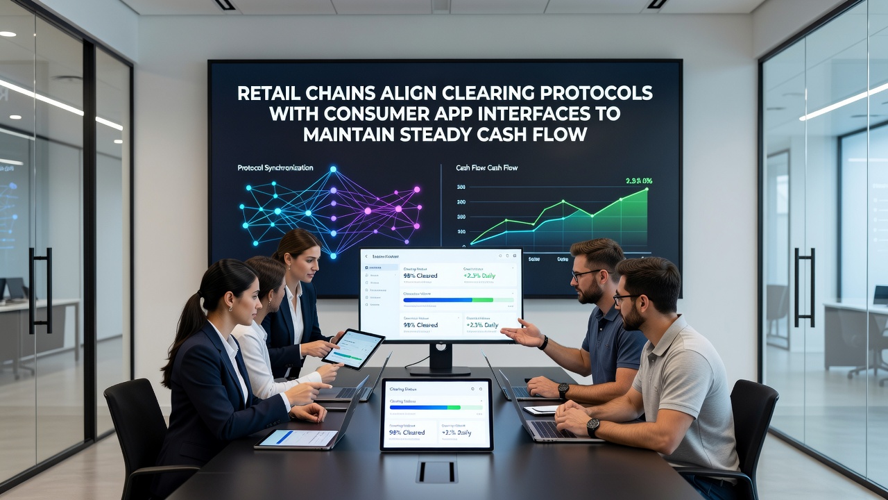 Mobile app screens displaying real-time transaction status aligned with retail clearing protocol updates